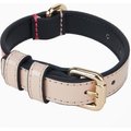 Scotch & Co Pink/Tan Handcrafted Standard Dog Collar, X-Small: 6.5 to 10-in neck, 0.8-in wide