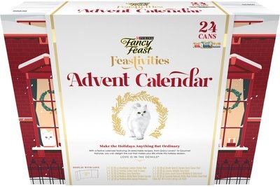 Fancy Feast Cat Advent Calendar Wet Cat Food Limited Edition Holiday Recipes Variety Pack, 3-oz can, case of 24, slide 1 of 1