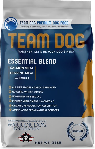Team Dog Salmon Meal & Herring Meal 26/20 Essential Blend Premium Dry Dog Food, 33-lb bag slide 1 of 8