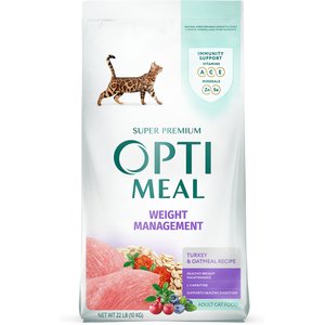 Optimeal Weight Management Turkey & Oatmeal Recipe Dry Cat Food, 22-lb bag