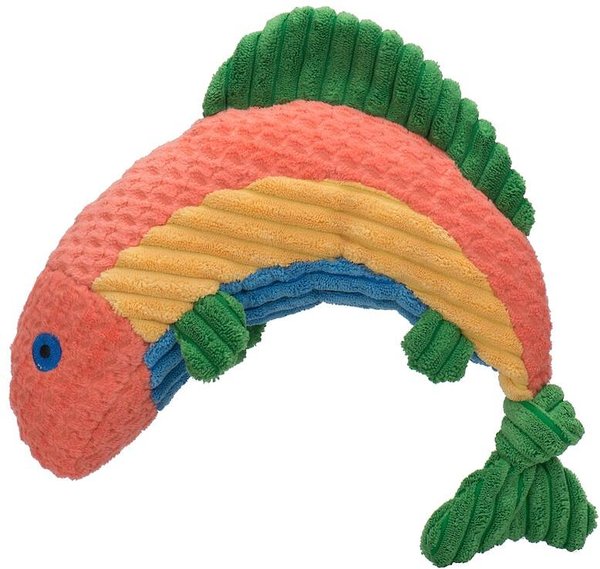 HuggleHounds Raucous Rainbow Trout Knottie Tough Squeaky Plush Dog Toy, Large  slide 1 of 5