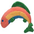 HuggleHounds Raucous Rainbow Trout Knottie Tough Squeaky Plush Dog Toy, Large 