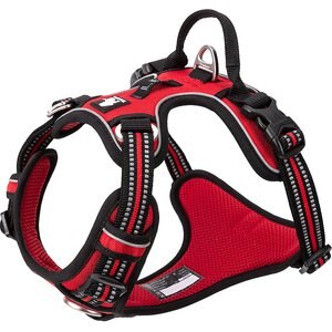 Chai's Choice Premium Quick Release Outdoor Adventure 3M Polyester Reflective Front Clip Dog Harness, Medium, Red
