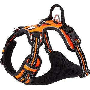 Chai's Choice Premium Quick Release Outdoor Adventure 3M Polyester Reflective Front Clip Dog Harness, Small, Orange