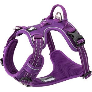Chai's Choice Premium Quick Release Outdoor Adventure 3M Polyester Reflective Front Clip Dog Harness, Small, Purple