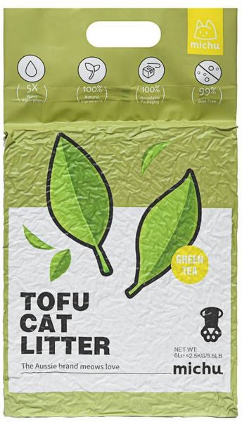 Michu Natural Clumping Flushable Tofu Cat Litter, 5.5-lbs bag, Green Tea slide 1 of 6