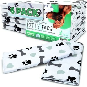 Green Lifestyle Printed Reusable Cat & Dog Pee Pads, Blue & White, 30 x 34-in, 6 count