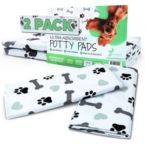 Green Lifestyle Printed Reusable Cat & Dog Pee Pads, Blue & White, 2-pack, 41 x 41-in