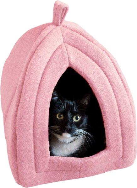 Pet Adobe Soft Enclosed Igloo Cat Bed, Pink slide 1 of 7