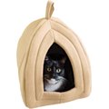 Pet Adobe Soft Enclosed Igloo Cat Bed, Tan