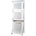 HANAMYA 3-Portable Basket Rolling Cart Top Shelf Pet Toy Storage Organizer, White