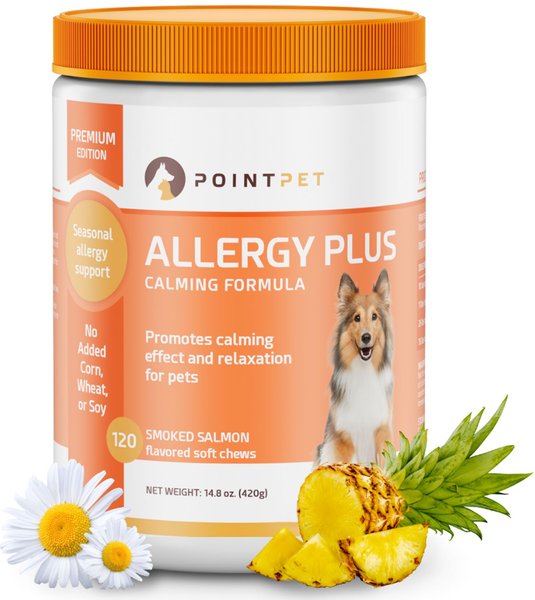 PointPet Allergy Plus Calming Smoked Salmon Flavored Allergy Support Soft Chew Dog Supplement, 120 Count slide 1 of 8
