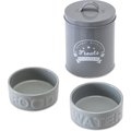 Park Life Designs Gourmet Biscuits Tin & Classic Water & Food Dog Bowls, Grey, Small