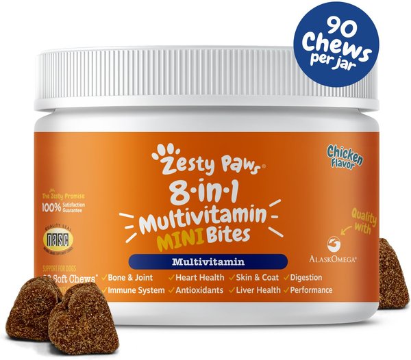 Zesty Paws 8-in-1 Mini Bites Chicken Flavored Soft Chew Multivitamin for Dogs, 90 count slide 1 of 9