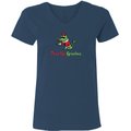 Teddy the Dog Drink Up Grinches Ladies V-Neck T-Shirt , Small
