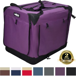 EliteField 4-Door Collapsible Soft-Sided Dog Crate, Purple, S: 24-in L x 18-in W x 21-in H