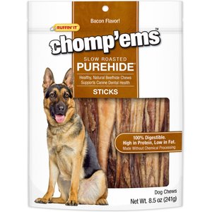 RUFFIN' IT Chomp'Ems Purehide Sticks Dog Treats, 8.5-oz bag