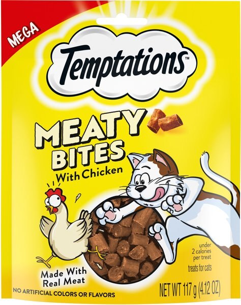 Temptations Meaty Bites Chicken Flavor Cat Treats, 4.12-oz pouch slide 1 of 9