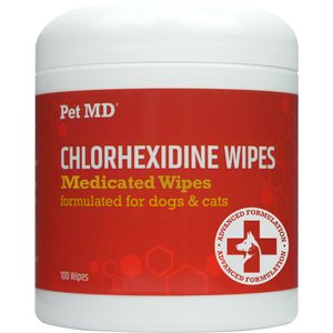 Pet MD Chlorhexidine Dog & Cat Wipes, 100 Count