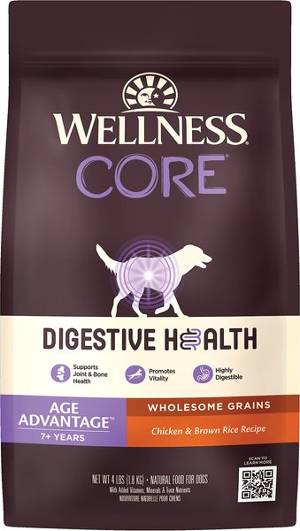Wellness CORE Digestive Health Age Advantage Senior Chicken & Brown Rice Dry Dog Food, 4-lb bag slide 1 of 9