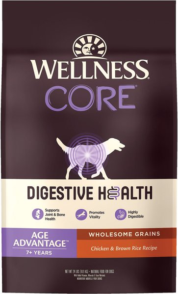 Wellness CORE Digestive Health Age Advantage Senior Chicken & Brown Rice Dry Dog Food, 24-lb bag slide 1 of 9