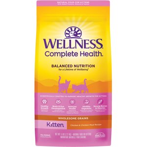 Wellness Complete Health Kitten Deboned Chicken, Chicken Meal & Rice Dry Cat Food, 5-lb bag