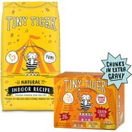 Tiny Tiger, Natural Indoor Recipe Chicken Flavor Dry Cat Food +  Chunks in EXTRA Gravy Beef & Poultry Recipes Variety Pack Grain-Free Canned Food