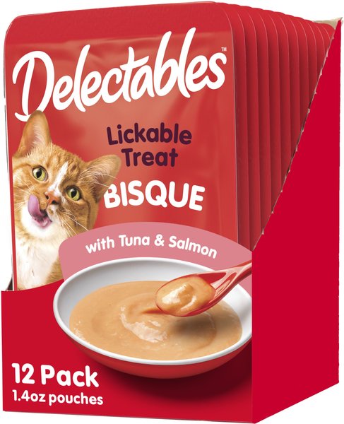 Hartz Delectables Bisque Tuna & Salmon Pack Lickable Cat Treats, 1.4-oz pouch, 12 count slide 1 of 10