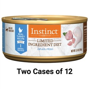 Instinct Limited Ingredient Diet Grain-Free Pate Real Turkey Recipe Natural Wet Canned Cat Food, 5.5-oz, case of 12, bundle of 2