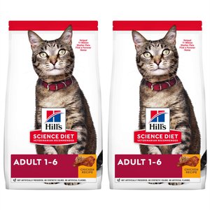 Hill's Science Diet Adult Chicken Recipe Dry Cat Food, 16-lb bag, bundle of 2
