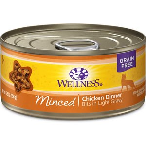 Wellness Minced Chicken Dinner Grain-Free Canned Cat Food, 5.5-oz, case of 24, bundle of 2
