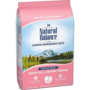 Natural Balance L.I.D. Limited Ingredient Diets Green Pea & Salmon Formula Grain-Free Dry Cat Food, 5-lb bag, bundle of 2
