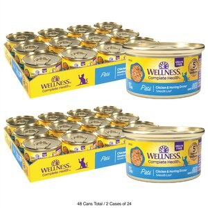 Wellness Complete Health Chicken & Herring Formula Grain-Free Canned Cat Food, 3-oz, case of 24, bundle of 2