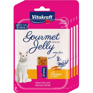Vitakraft Gourmet Jelly Chicken & Carrot Lickable Cat Treats, 1.7-oz pouch, pack of 5