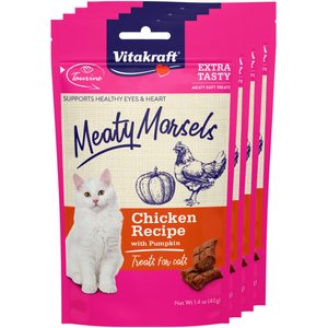 Vitakraft Meaty Morsels Chicken Recipe with Pumpkin Cat Treats, 1.4-oz pouch, pack of 4