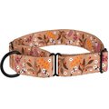 CollarDirect Floral Design Pattern Nylon Martingale Dog Collar, Beige, Medium