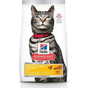 Hill's Science Diet Adult Urinary Hairball Control Dry Cat Food, 3.5-lb bag, bundle of 2