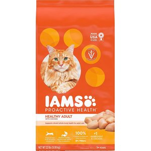 Iams ProActive Health Healthy Adult Original with Chicken Dry Cat Food, 22-lb bag, bundle of 2