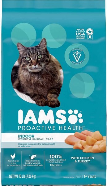 Iams ProActive Health Indoor Weight & Hairball Care Dry Cat Food, 16-lb bag, bundle of 2 slide 1 of 10