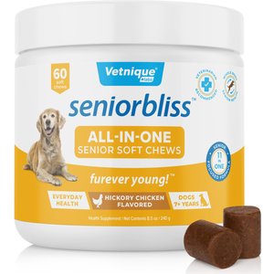 Vetnique Labs Seniorbliss Daily All-In-One Hickory Chicken Soft Chews Senior Dog Supplement, 60 count