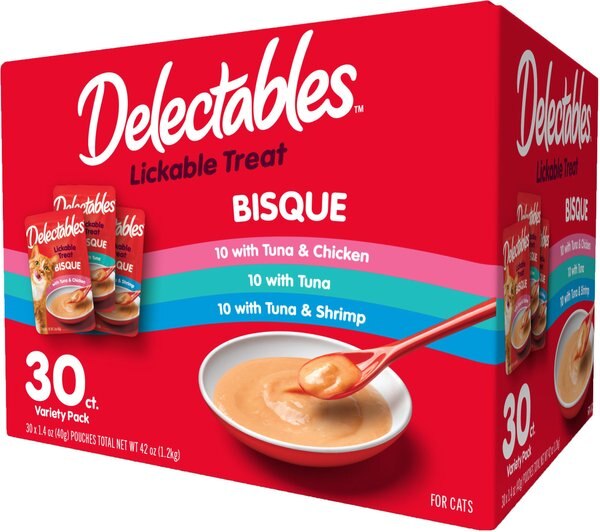 Hartz Delectables Bisque Variety Pack Lickable Cat Treats, 0.12-oz tube, 30 count slide 1 of 11