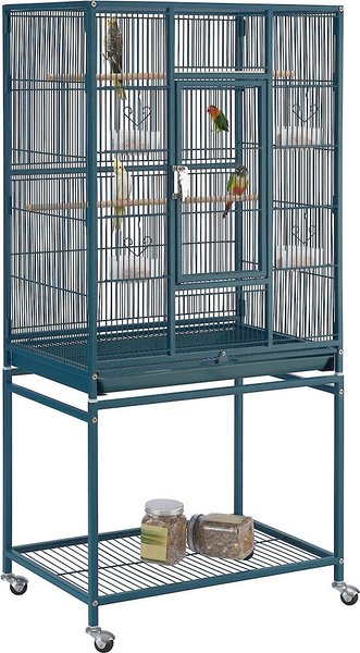 Yaheetech 54-in Rolling Metal Large Parrot Cage Mobile Bird Cage with Detachable Stand, Navy Blue slide 1 of 8