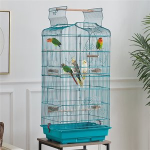 Yaheetech 41-in Open Top Metal Birdcage Parrot Cage, Teal Blue