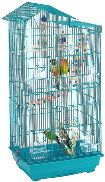 Yaheetech 39-in Metal Parrot Cage, Teal Blue slide 1 of 8
