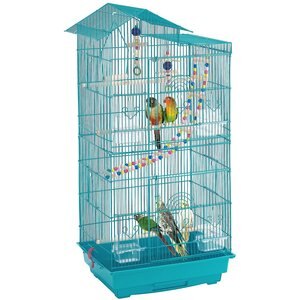 Yaheetech 39-in Metal Parrot Cage, Teal Blue