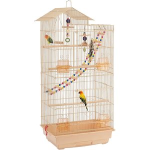 Yaheetech 39-in Metal Parrot Cage, Almond