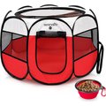 SereneLife Portable Foldable Dog & Cat Tent, Red, Medium