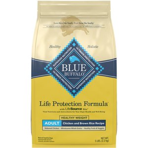 Blue Buffalo Life Protection Formula Healthy Weight Adult Chicken & Brown Rice Recipe Dry Dog Food, 5-lb bag