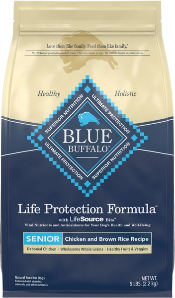 Blue Buffalo Life Protection Formula Senior Chicken & Brown Rice Recipe Dry Dog Food, 5-lb bag slide 1 of 10