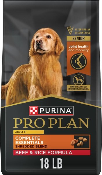 Purina Pro Plan 7+ Complete Essentials Shredded Blend Beef & Rice Formula High Protein Dog Food, 18-lb bag slide 1 of 10